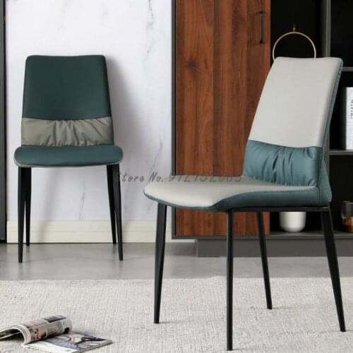 Nordic home backrest restaurant dining chair makeup backrest manicure stool mahjong table and chair hotel negotiation leather