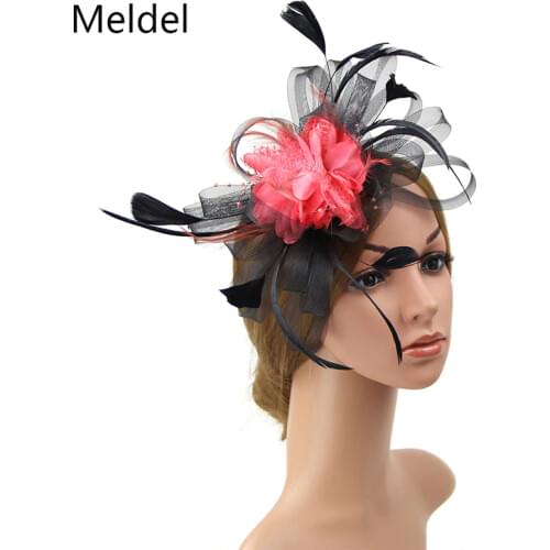 Wedding accessories flower headdress two-color color-matching feather hairpin headband banquet photo studio bride headwear