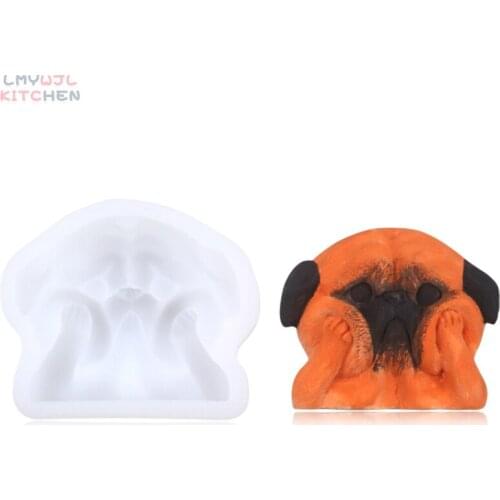 Creative French Fighting Dog Silicone Molds DIY Cake Baking Tools Chocolate Fudge Pastry Molds Crafts Resin Molds