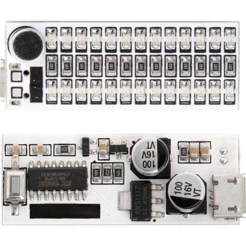 USB Mini Music Spectrum Light 2x13 LED Board Voice Control Sensitivity Adjust 83XA