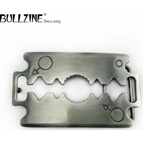 The Bullzine Fashion shaver belt buckle with pewter finish FP-02992 suitable for 4cm width belt