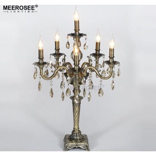 Vintage Crystal Table Light Fixture Desk Lamp for Reading Room Candle Lamp Lustres de Cristal Lighting Home Decoration