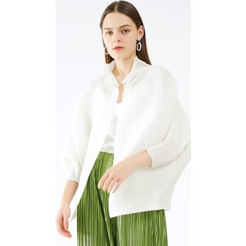 天裴褶皱 Womens White Shirts