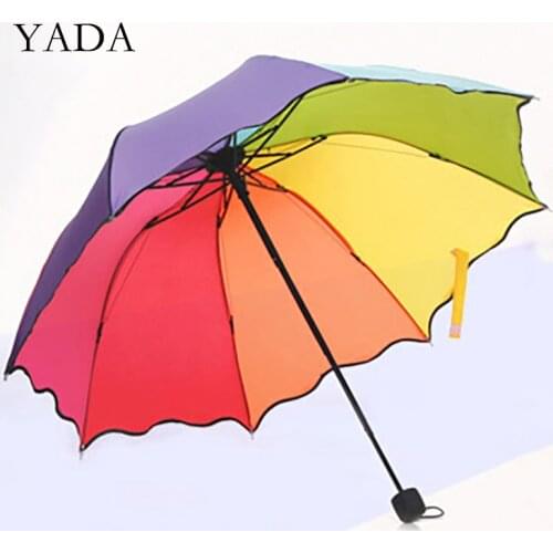 YADA Korean Style Designer Lace Umbrellas Windproof Folding Rainy Princess Umbrellas For Women Parasol Cute Umbrella YS200078