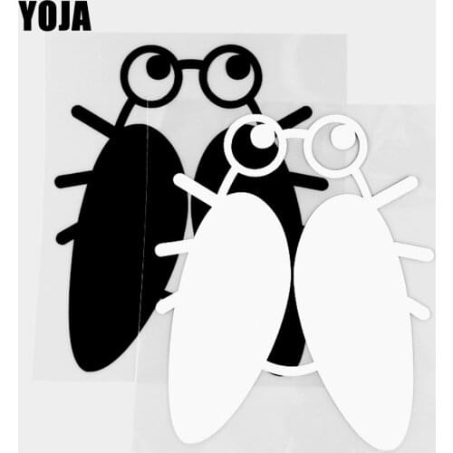 YOJA 12.6×14.9CM Cartoon Lovely Cicada Pattern Animals Vinyl Decal Car Stickers Black/Silver 19C-0486