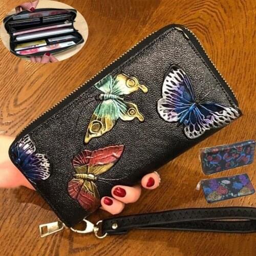 Women Wallet Leather Card Wallets Long 3D Embossing Wallet Female Zipper Clutch Coin Purse Ladies Wristlet 36 Card Holder