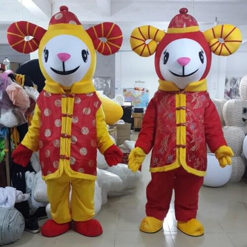 The Sheep Mascot Costume Chinese New Year Lamb Goat Mascot Costumes Fancy Dress Outfit Halloween Cosplay Costume