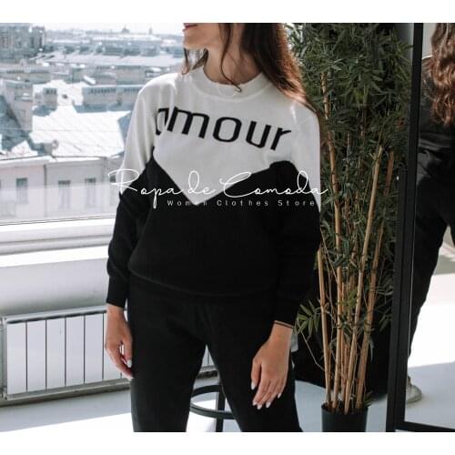 Tracksuit Women Sportswear With Letter 2 Piece Set Matching Sets Sweater Set Loungewear 2021 New Arrival Fall And Winter