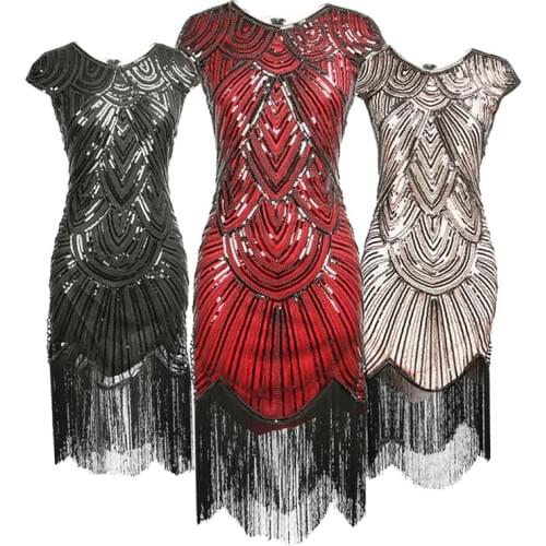 S m l xl xxl Retro 1920s Gatsby Charleston Dress Sleeveless Sequin Fringe Art Deco Women Flapper Dress Ganster Party Costumes