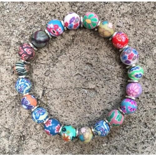 10mm colours argil figure Mala Stretchy Bracelets Pray Healing Buddhism Wristband Elegant Handmade Spirituality Chic Cuff Lucky