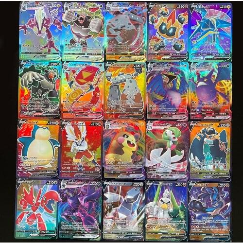 100Pcs Pokemon Cards V VMAX TAKARA TOMY English Shining Card Trading Battle Game Card Collection Booster Box Kids Toys Gift