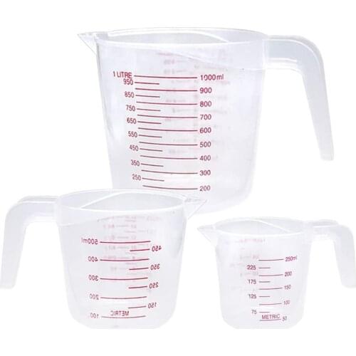 3 Pcs Plastic Measuring Cup Capacity Clear Measuring Jug Set Stackable Clear Heat-resistant Cup For Measure Liquid