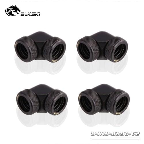 4pcs/lots BYKSKI 90 Degree Fitting use for OD14mm Hard Tube to Hand Compression Copper Fitting Double OD14mm Interface