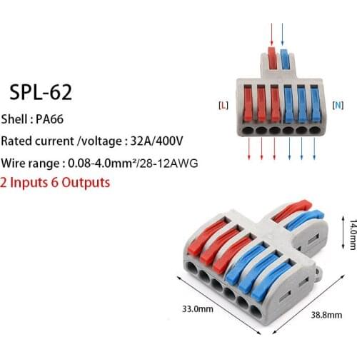 5/10pcs/Lot SPL-42/62 Mini Fast Wire Connector Universal Wiring Cable Connector Push-in Conductor Terminal Block DIY YOU