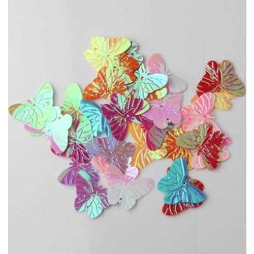 500pcs Large Butterfly Sequins 19*23mm PVC Flat Paillette Decoration With 2 Holes Sewing,Women Kids Garment Multi AB Colors
