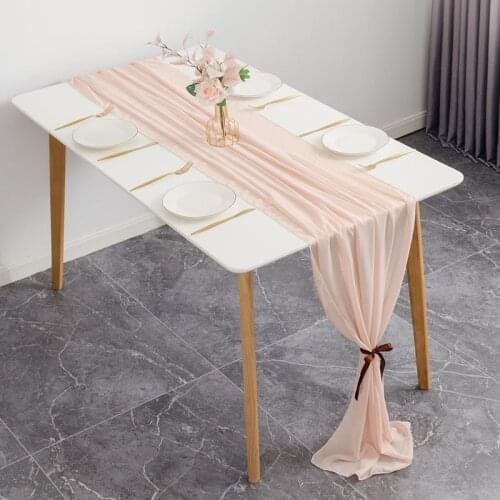 70*300cm Long Chiffon Table Runner for Wedding Party Banquets Bridal Home Tablecloth Table Decoration Table Cover Decor