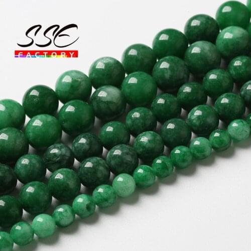 Natural Green Cloud Jades Chalcedony Round Beads Loose Spacer Stone Beads for Jewelry Making Diy Bracelet Accessories 6-12mm 15"