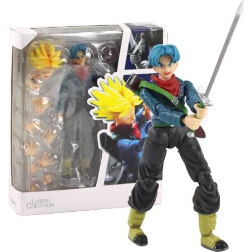 14cm Dragon Ball DBZ Anime Trunks with Sword Weapoon Movable SHF PVC Action Figure Cartoon Model Toy Kids Gift Brinquedos