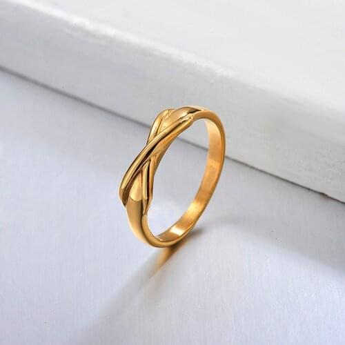 BAOYAN Korean Version of Small Fresh X Shaped Winding Ring Simple Three Dimensional Rings Gifts for Women