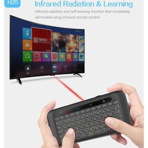 H20 Wireless Keyboard Mini Wireless Remote Keyboard Mouse IR Leaning ith LED Backlit Multi Touchpad for Android PC