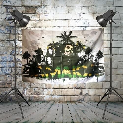 BOB marley JAMAICA Large Rock Flag Banners Four-Hole Wall Hanging Painting Bedroom Studio Party Music Festival Background Decor