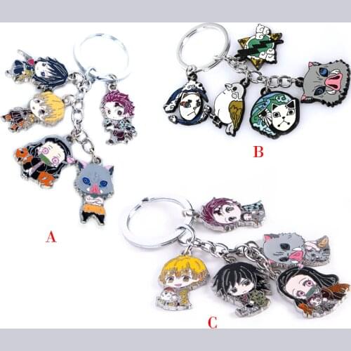 Anime Demon Slayer: Kimetsu No Yaiba Keychain Cartoon Figure Pendent Keyring Gift for Kinds Cosplay Key Chain