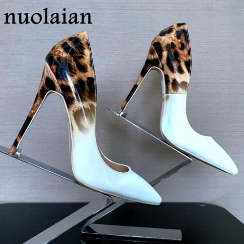 Brand Design 12CM Thin Heels Womens Shoes Pointed Toe Summer Leopard Pumps High Heel Shoes Woman High Heels Women Wedding shoes