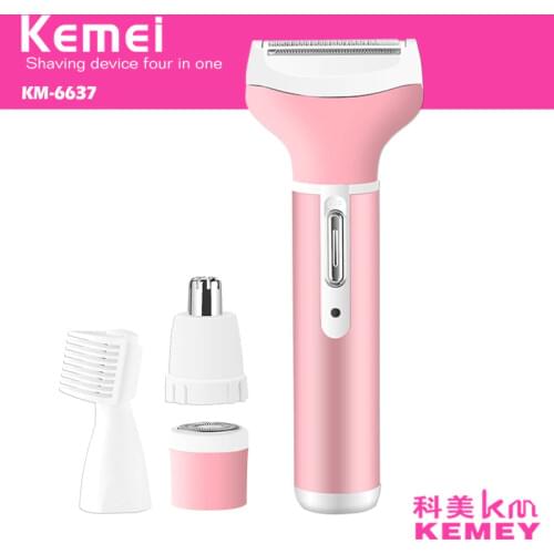 Kemei 4 In 1 Epilator Tool Electric Hair Removal Bikini Hair Trimmer Depilador Nose Trimmer Eyebrow Trimmer Set Lady Shaver