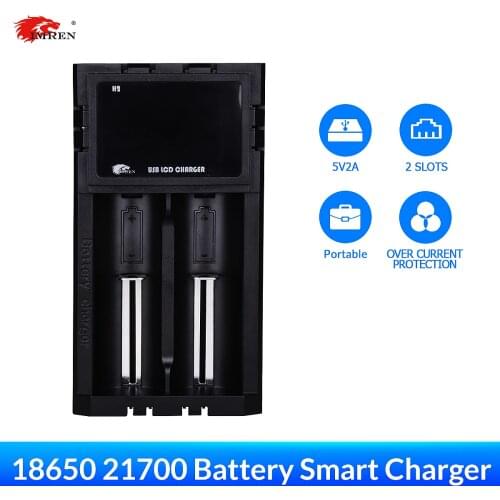 IMREN H2 3.7V 2 Slots 2A Fast Usb Rechargeable Battery Charger For 26650 18650 16340 18350 18490 14500 10440 C AA AAA 6F22/9V