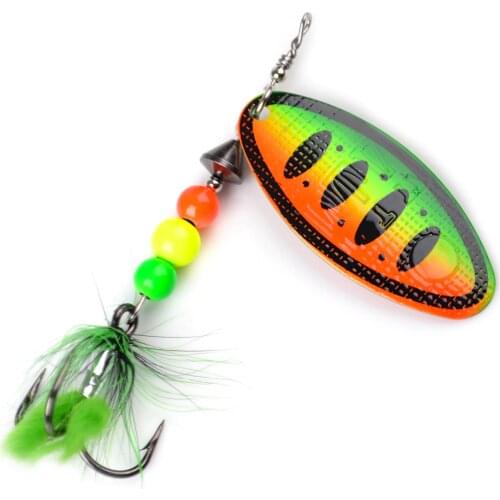 FTK Metal Fishing Lure Spinner Bait 8g/14g/20g Hard Bait Spoon Lures with Feather Treble Hooks Carp Pike Fishing Tackle