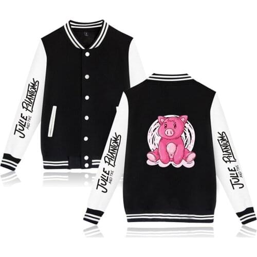 Fashion Design Cartoon Pink Pig Kawaii Baseball Jacket Coat Men Women Hoodie Sweatshirts Tops Casual Long Sleeve Hoodies Jackets