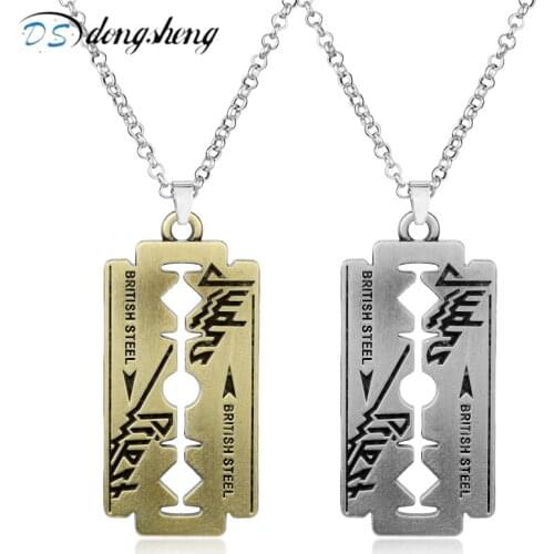 Dongsheng Fashion Music Band Judas Priest Necklace Razor Blade Shape Pendant Necklaces Friendship Gift Jewelry Accessories