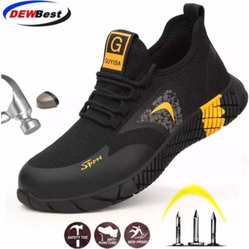 DEWBEST Safety Shoes 2020 Mens Steel Toe Anti-smashing Construction Work Sneaker Outdoor breathable fashion Safety Boots