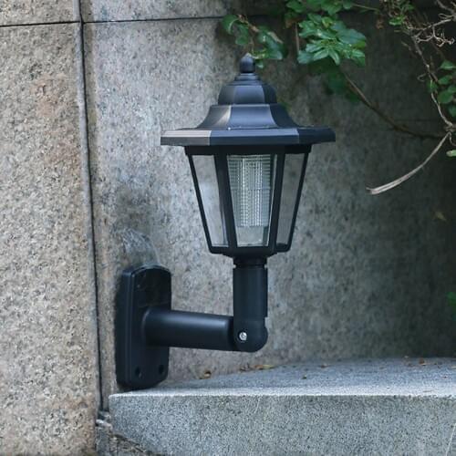 Exterior Landscape Lantern Garden Light Solar Powered Wall Lamp Water Resistant Wall-mounted LED Hexagonal Light