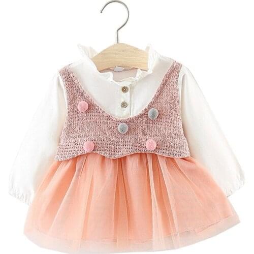 New Cotton Infant Girl Dress Pink and Blue Color Kids Clothing Cute Newborn Outfits Cute Girl Princess Luxury Dress