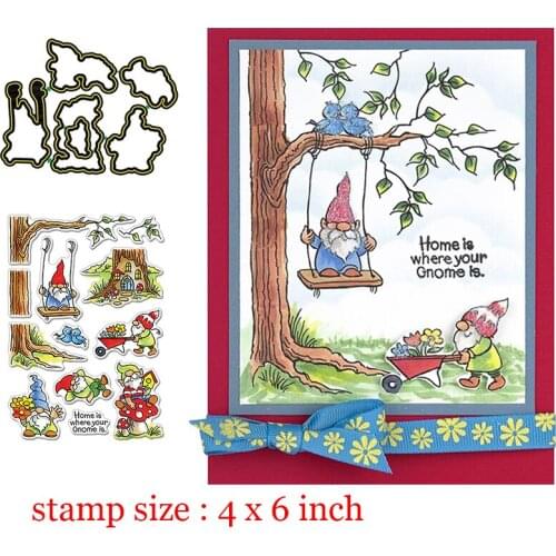 Gnomes Home Clear Stamps Coordinating Metal Cutting dies for DIY Scrapbooking Craft Card Transparent Stempels New Silicone Seal
