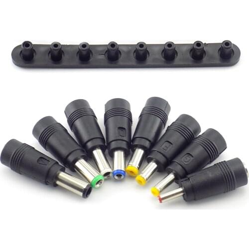 8 in 1 DC power jack female plug adapter Connectors 5.5X 2.1 MM to 6.3 6.0 5.5 4.8 4.0 3.5 2.5 2.1 1.7 1.35 Male Tips adaptor