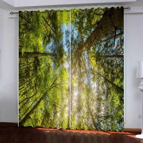 Green Forest tree curtain pattern Curtains For Living Room bedroom Window 3D fashion Curtain Blackout Curtain