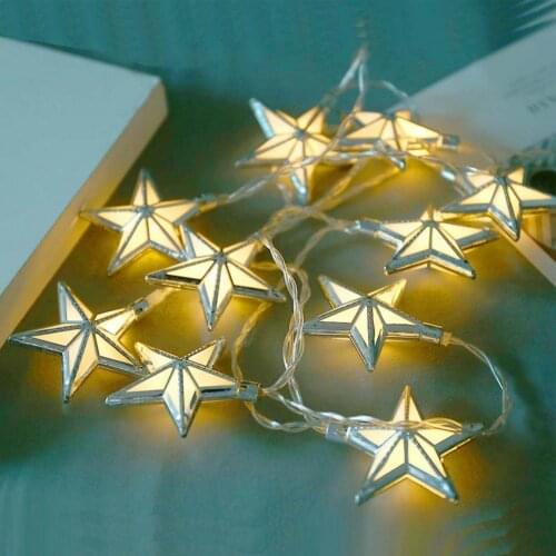 Light String Five-pointed Star Shape Battery Powered Lamp Long Lighting Time Plastic Wedding Decorative Light for Home