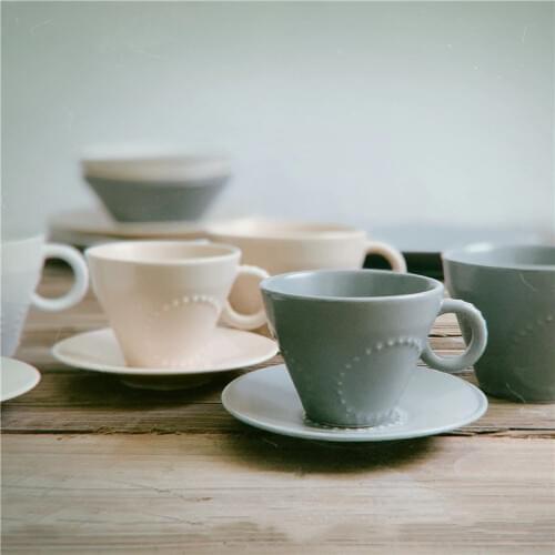 Drums, beads, coffee cups and saucers, exquisite Japanese retro cups and saucers, creative ceramic household coffee mug