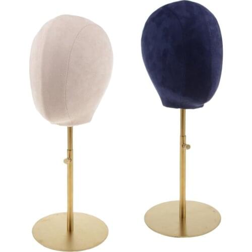 2pcs Velvet Cork Mannequin Head Hat Rack Cap Wig Making Holder Display Stand