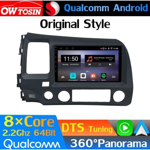 Qualcomm 8Core Android Car Multimedia For Honda Civic 8 FA FD FG Acura CSX 2005-2012 360 CAMERA WiFi Radio GPS CarPlay HDMI DTS