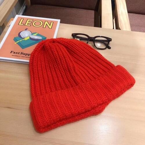 KENSHELLEY Increase The Thickness Of Knitted Wool Hat Keep Warm Womens and Mens Pure Color Soft Skin Design Knitted Hat