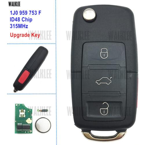 WALKLEE 1J0959753F Upgrade Remote Key suit for VW/VOLKSWAGEN 1J0 959 753 F 315MHz for Beetle/Golf/Passat/Jetta/Rabbit