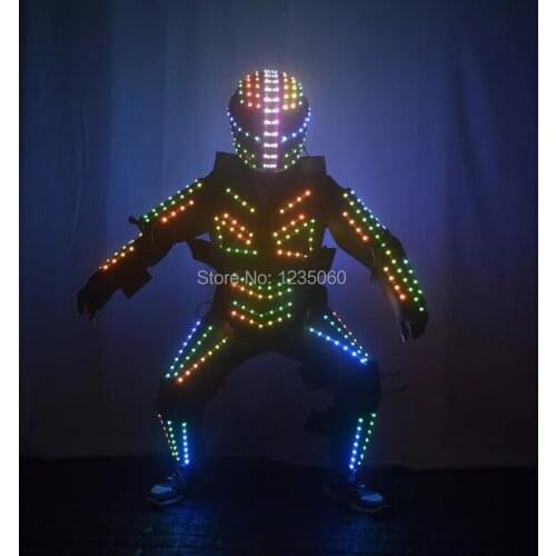 Colorful Led Luminous Robot Dance Suit Illuminated Growing Light Up Ballroom Halloween Costume Grand Event Party Led Clothes