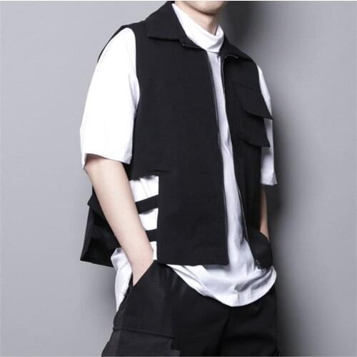 Spring and autumn men lapel fashion personality tide men asymmetric design hollowing leisure stripe high quality vest