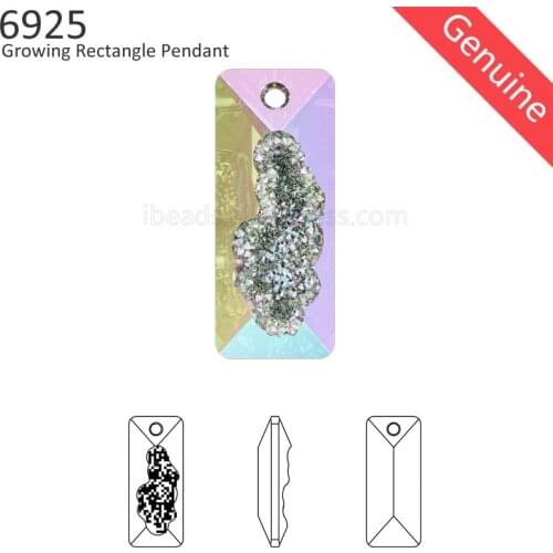 1 piece) 100% Original Crystal from Swarovski 6925 Growing Crystal rectangle pendant Austria loose beads for DIY Jewelry making