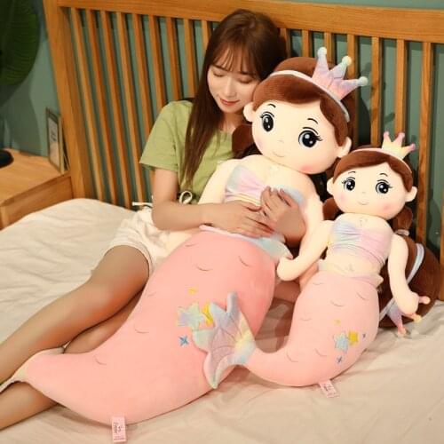 1pc 60-130cm Huge Size Kawaii Mermaid Plush Toys Soft Animal Long Pillow Stuffed Toy Princess Dolls Girls Birthday Gifts Decor
