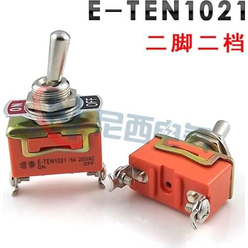 10PCS E-TEN1021 ON-OFF SPST Toggle Switch 2pins 15A 250VAC Power Switch Rocker Switch