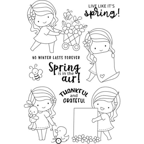 11x16 Girl pushes the float TBig ice cream ransparent Clear Stamps Silicone Seals for DIY scrapbooking photo album Card Making